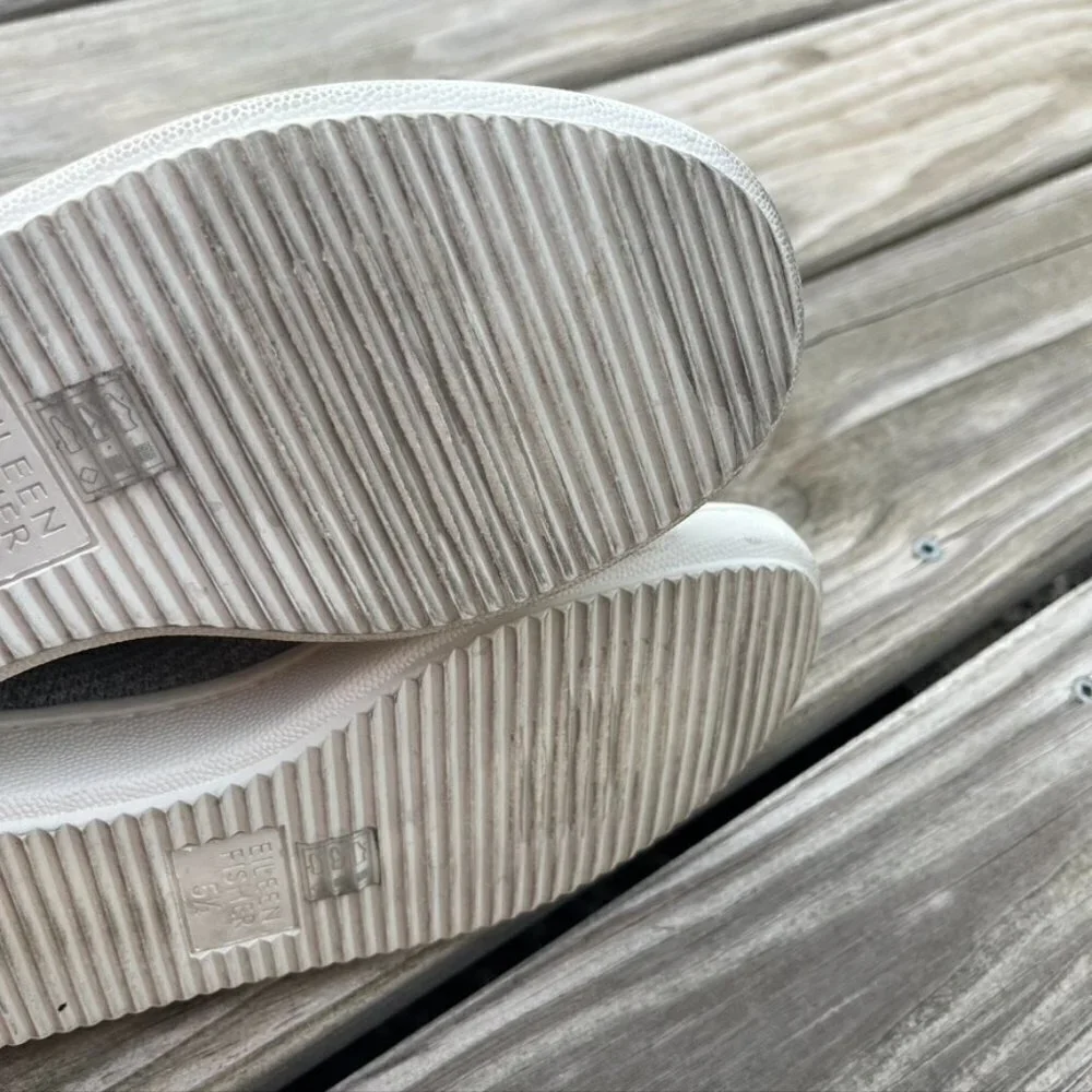 ** Eileen Fisher Gray Sneakers Platform slip on woven knit tenns shoes 5.5